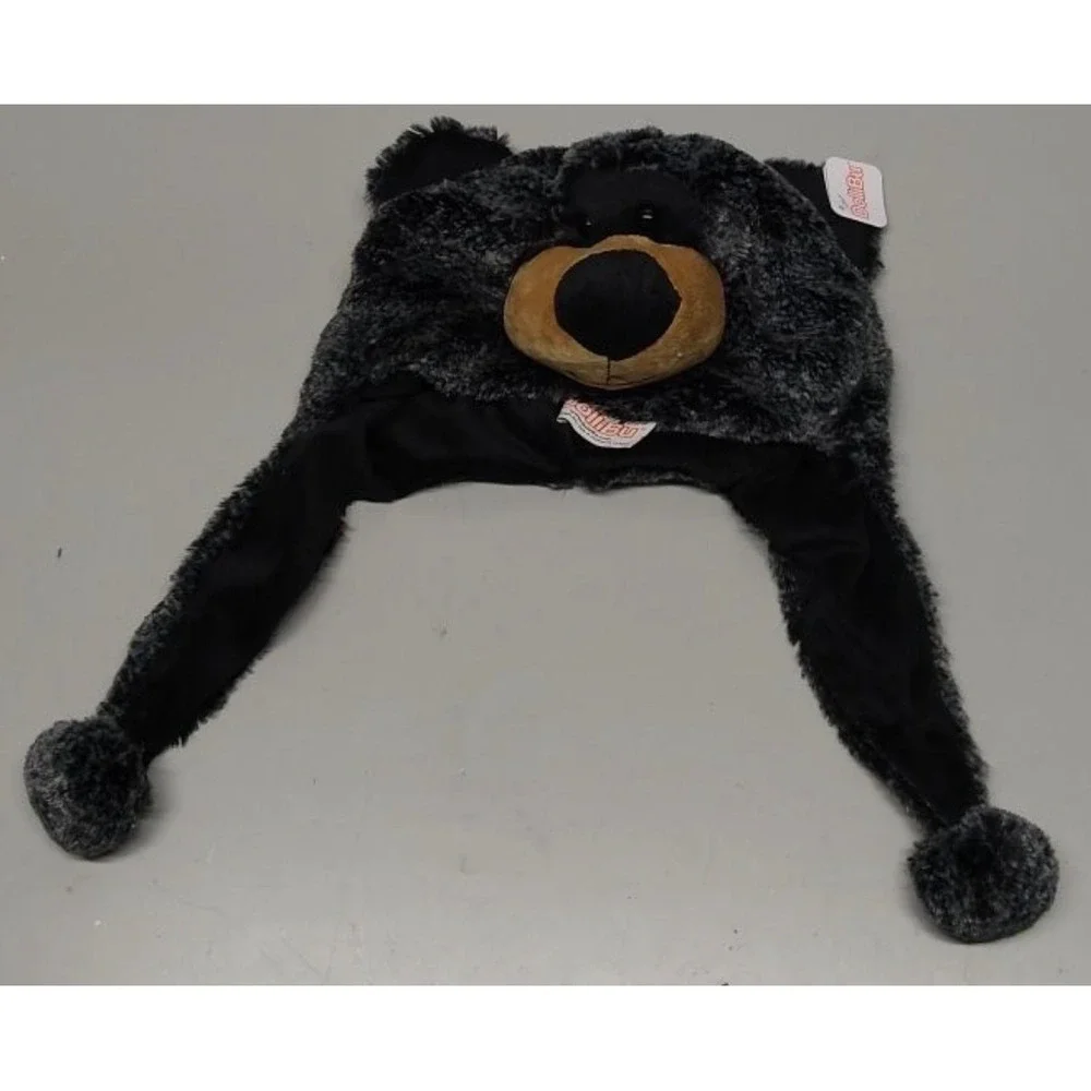 NWT Fuzzy Bear Plush Hat Fleece Winter Ear Flap Kids Teens Adults One Size New